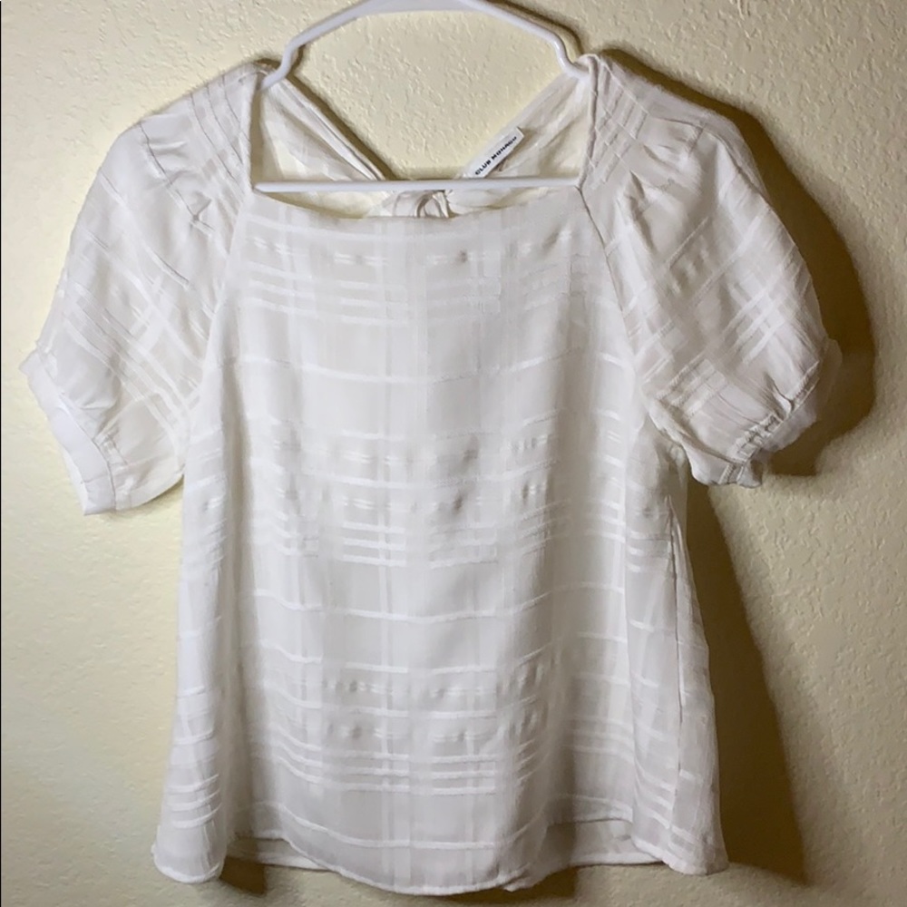 Club Monaco White Linen Short sleeve Top